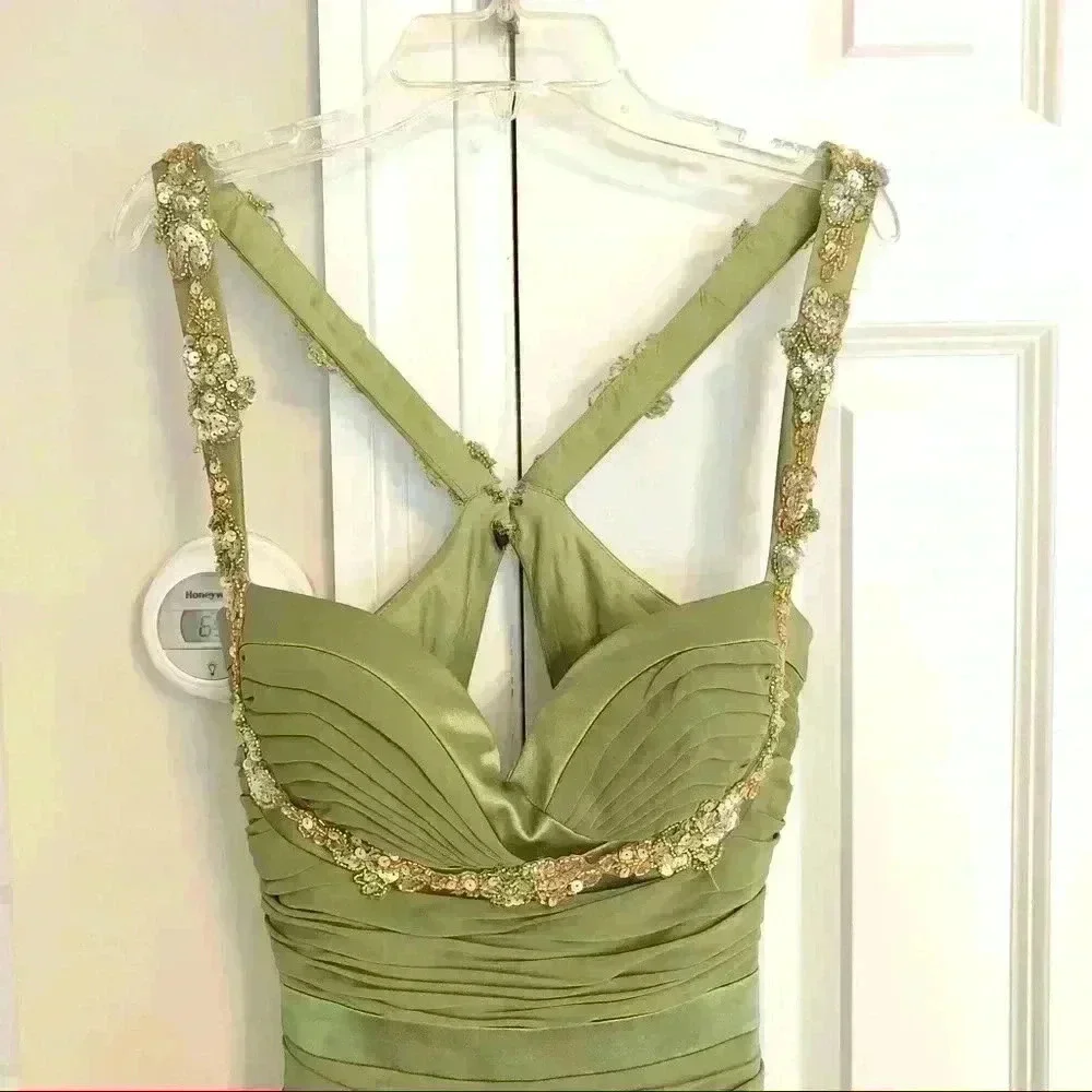 Green Ruched Mini Dress - Picture 2 of 8